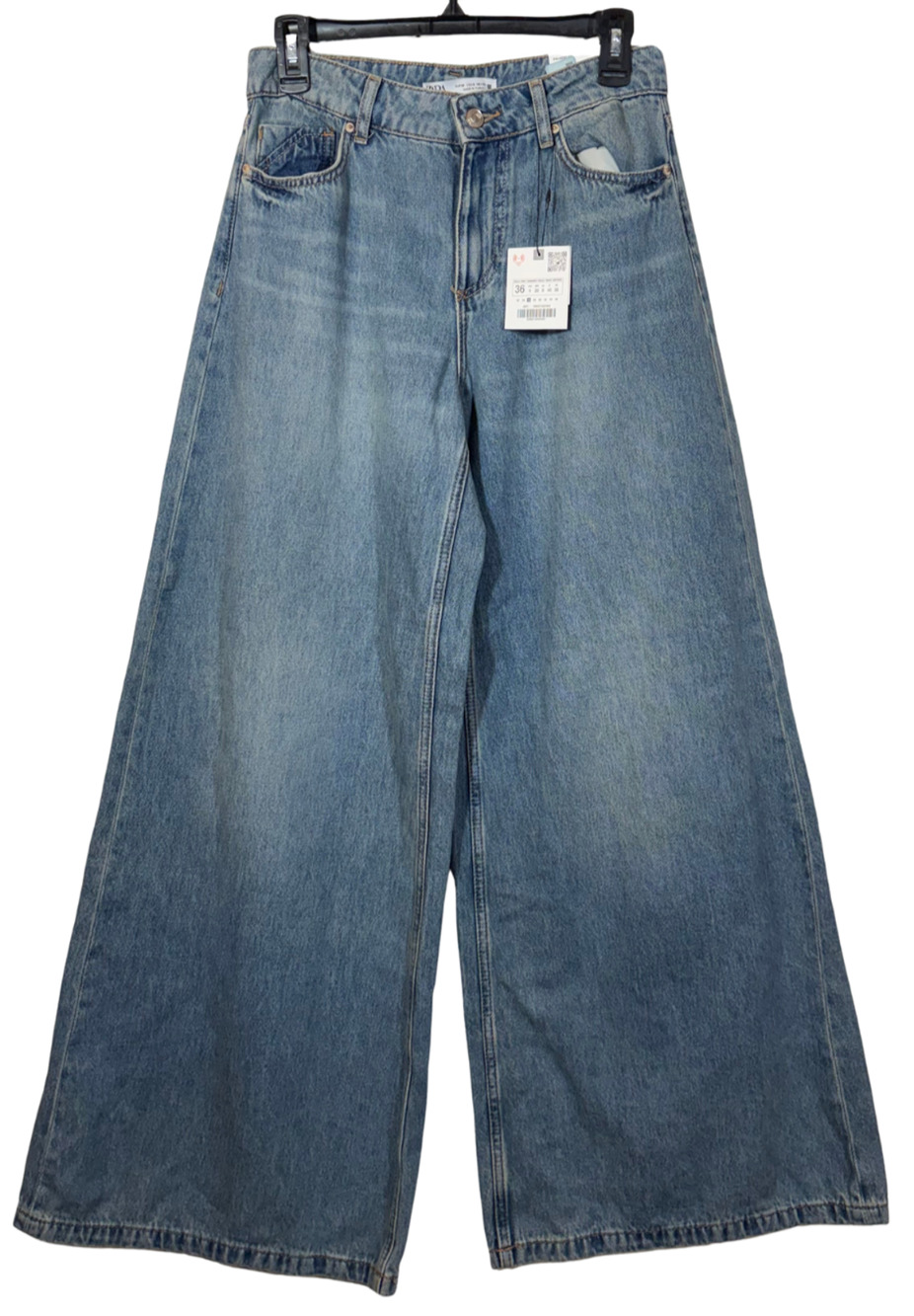 ZARA Very-Wide Mid-Rise Palazzo Jeans Denim Faded Indigo 5862/158 Size 4 NEW